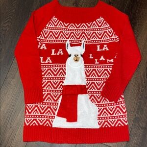 Red Llama Pattern Sweater